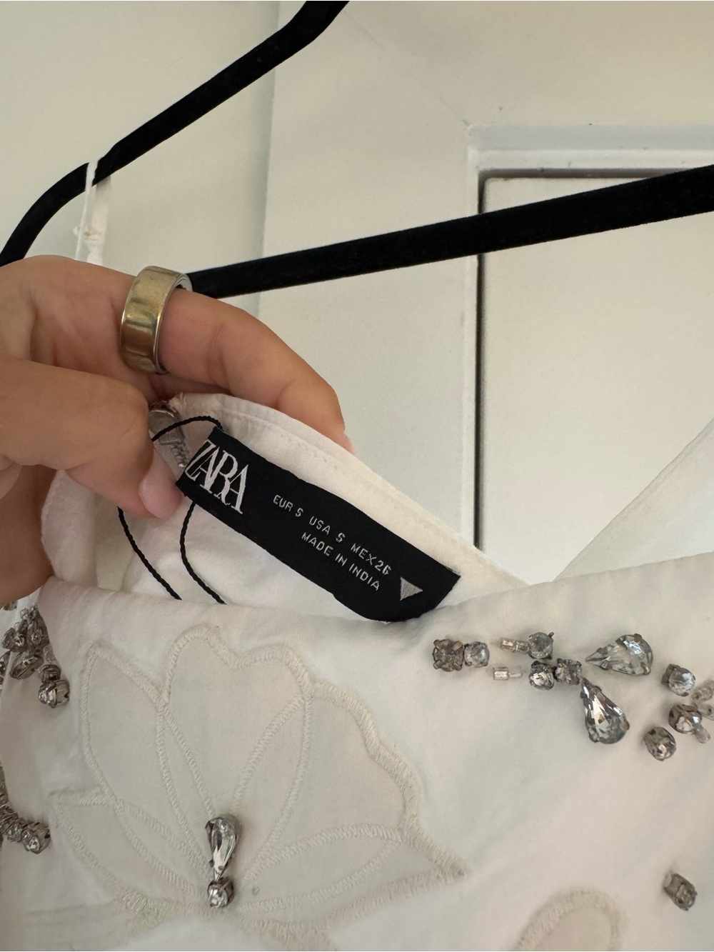 Zara White Beaded Spaghetti Strap Cami - Picture 3 of 3